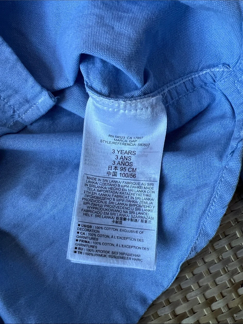 Baby Gap Blue Button Down Shirt Teddy Bear Embroidered Logo pocket Boys 3